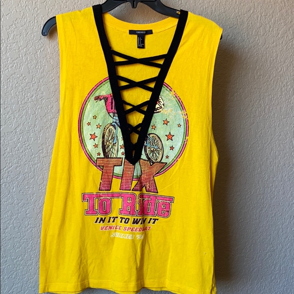 forever 21 lace up muscle tank